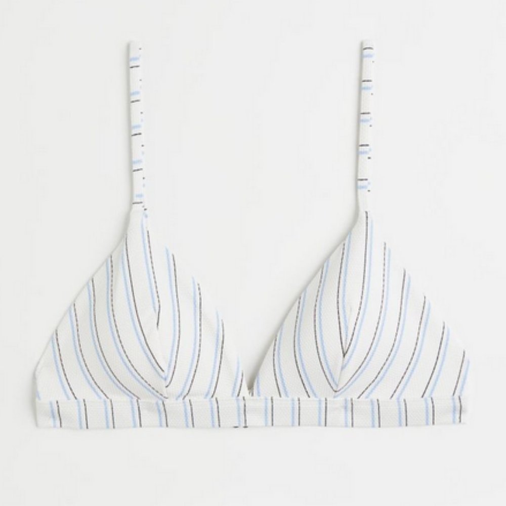 H&M Bikini Top and Bottom White with Delicate stripes